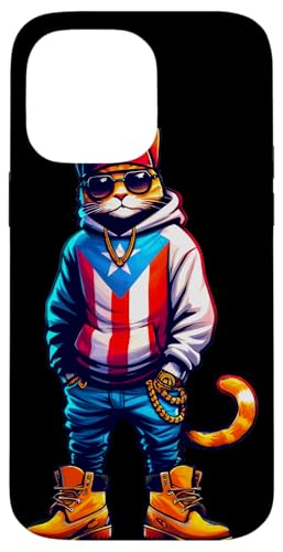 Hülle für iPhone 14 Pro Max Chill Orange Cat Puerto Rican Flag Swag Boricua von Llego El Boricua