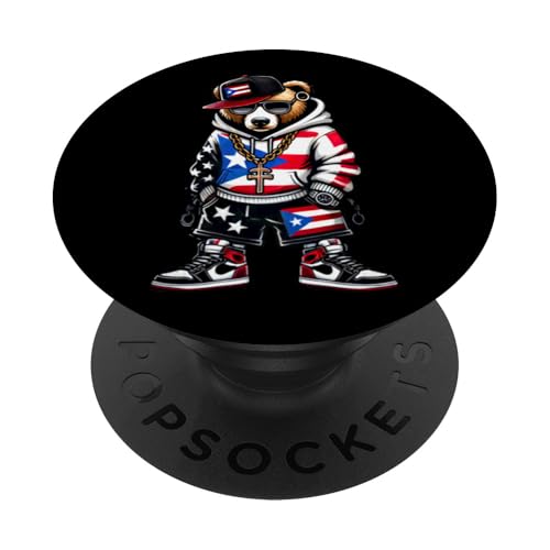 Puerto Rican Flag Hip Hop Boricua Teddy Bear Swag Vibes PopSockets Klebender PopGrip von Llego El Boricua