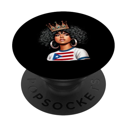 Puerto-ricanische Königin Krone Boricua Flagge Afro Latina PopSockets mit austauschbarem PopGrip von Llego El Boricua