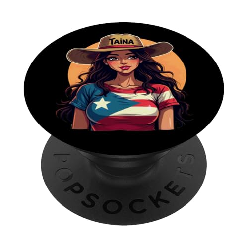 Taina Puerto Rican Flag Woman Art Boricua Empowerment PopSockets Klebender PopGrip von Llego El Boricua