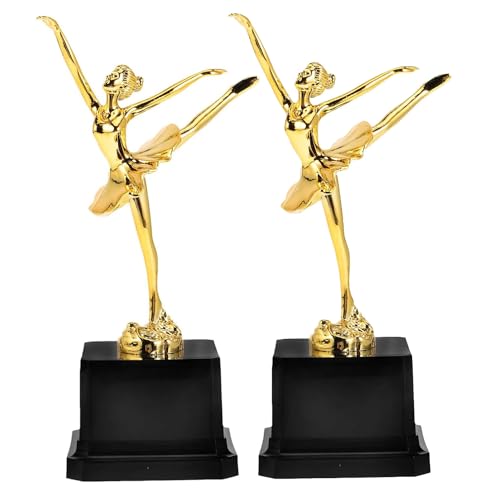 Lmzzdld 2er-Pack Ballett-Trophäen für Kinder, Goldene Trophäe, Auszeichnungen, Trophäen, Wettbewerbsbecher für Ballett, Tanz, Literatur, Show, Trophäe, Langlebig, Schwarz + Gold von Lmzzdld