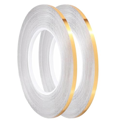 Lmzzdld Selbstklebendes Nadelstreifenband für Geschenkverpackungen, zum Dekorieren Von Wänden, 2 Rollen, Je 1/5 X 55 Yd (Gold) von Lmzzdld