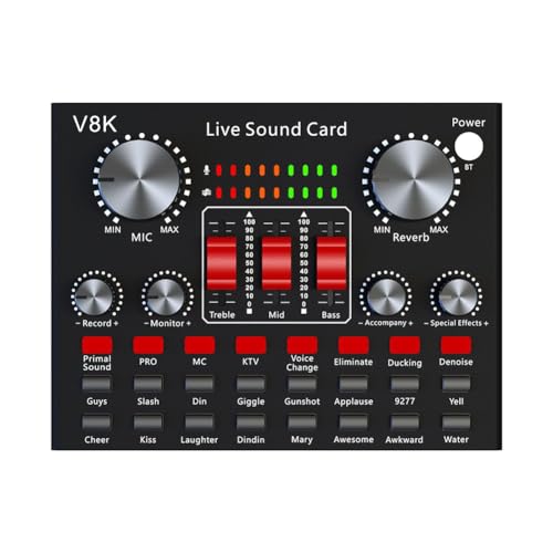 Lnfxkvva V8K Audio USB Externe Soundkarte Multi Tragbares Mikrofon Live-Übertragung Soundkarte für Mobiltelefon Computer von Lnfxkvva