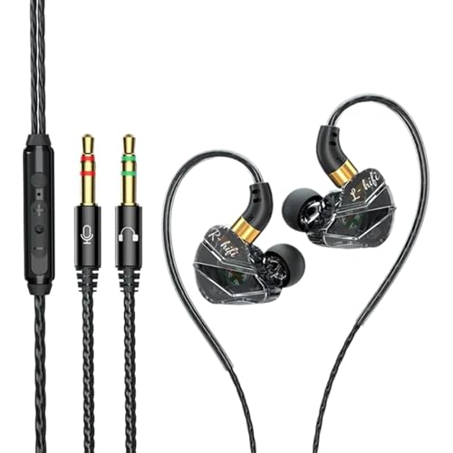 Lnhgh In-Ear-Ohrhörer mit Kabel, In-Ear-Kopfhörer mit Mikrofon | 2-in-1-Ohrhörer mit Mikrofon - 3,5 mm geräuschisolierendes, ergonomisches Computerzubehör, Spielkopfhörer mit klarem Klang für den von Lnhgh