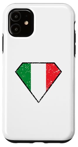 Hülle für iPhone 11 Italienische Flagge, Diamantform, Vintage-Effekt von Lobro Design