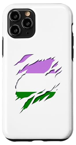 Hülle für iPhone 11 Pro Gender Queer Flagge 3D-Effekt Pride Gay LGBT Design von Lobro Design