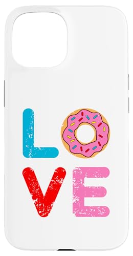 Hülle für iPhone 15 Love Sweet Pink Donut, leckeres Junk-Food-Design von Lobro Design