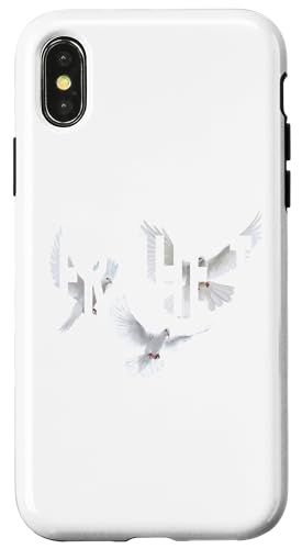 Hülle für iPhone X/XS Freiheit und Frieden. Inspirierendes taubenes Design von Lobro Design