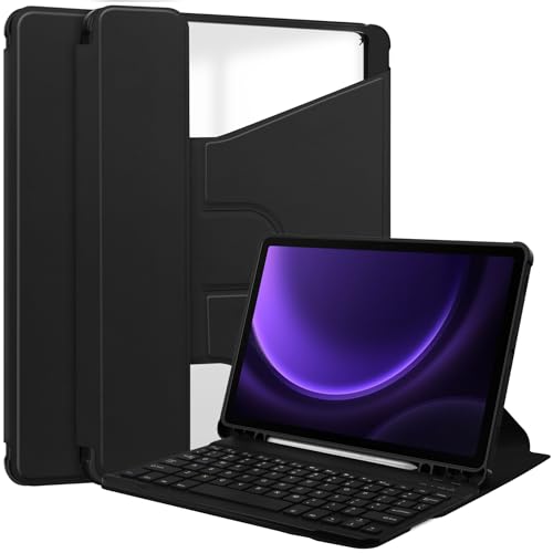 Lobwerk 2in1 Set Bluetooth Tastatur in Weiß + Hülle für Samsung Galaxy Tab S9 FE 2023 X510/SM-X516/SM-X518 10.9 Zoll Case Schutzhülle Standfunktion Sleep and Wake von Lobwerk