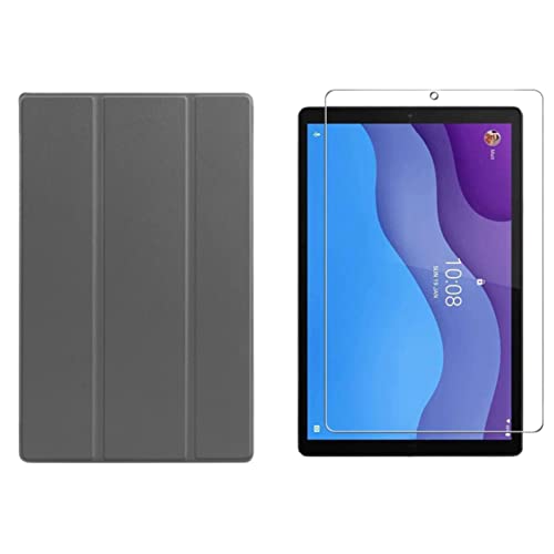 Lobwerk 2in1 Tablet Set für Lenovo Tab M10 2nd 2020 TB-X306F TB-306X 10.1 Zoll mit Magnet Cover Auto Sleep/Wake Ruhemodus + Schutzfolie Hülle Smart Case Hartglas von Lobwerk