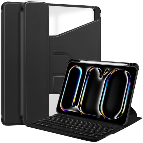 Lobwerk 3in1 Bluetooth Tastatur (Schwarz) + Maus (Schwarz) + Cover für Apple iPad Pro 11 2024 M4 5. Generation 11 Zoll Case Schutz Hülle Tasche Keyboard von Lobwerk