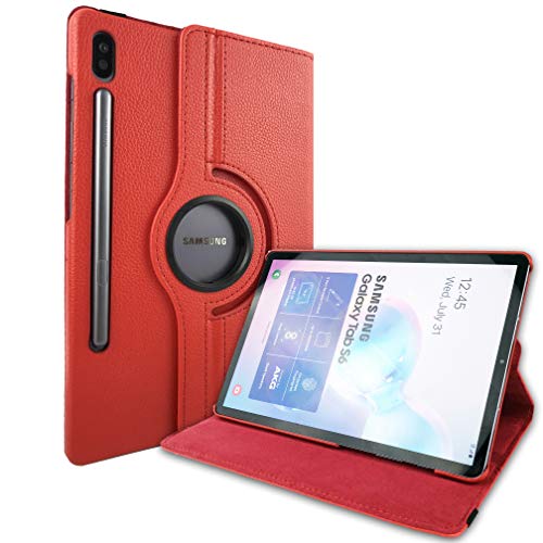 Lobwerk Case für Samsung Galaxy Tab S6 SM-T860 10.5 Zoll Schutzhülle Smart Cover Hülle 360° Drehbar in Farbe Rot von Lobwerk