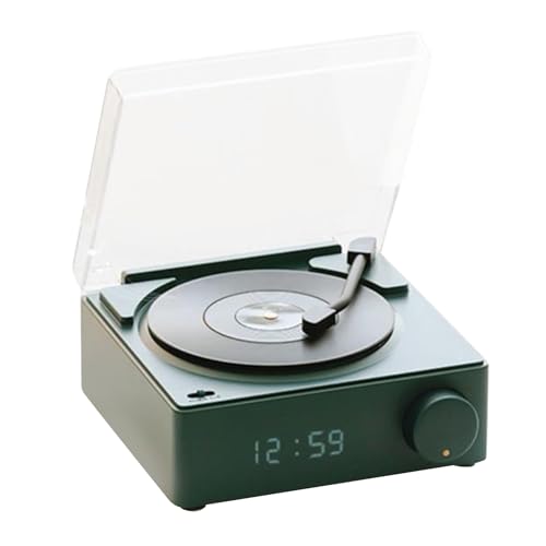 Locadence Record Player, BT -Lautsprecher Ethylen -Plattenspieler, 3 Modi HiFi Stereo -Sound tragbarer drahtloser Turntable -Lautsprecher Wecker für Schlafzimmer (Grün) von Locadence