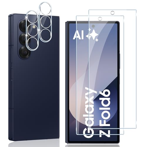 Locofun Front Schutzfolie für Samsung Galaxy Z Fold 6 5G/ Z Fold6 für Panzerglas, 9H Härte Panzer Schutz Glas und Kameraschutz Panzerfolie [2+2 Stück], Anti-Kratzer Displayschutzfolie Schutzglas von Locofun