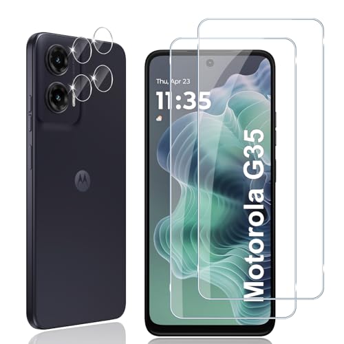 Locofun Schutzfolie für Motorola Moto G35 5G für Panzerglas, 9H Härte Panzer Schutz Glas und Kameraschutz Folie, [2+3 Stück] Anti-Kratzer Displayschutzfolie Schutzglas von Locofun