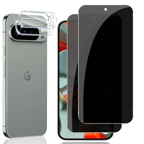 Locofun Sichtschutz für Google Pixel 9 Pro XL 5G für Panzerglas, [2+2 Stück] Anti Spy Panzer Schutz Glas und Kameraschutz, 9H Härte Sichtschutzfolie, Anti-Kratzer Privacy Displayschutz Folie von Locofun