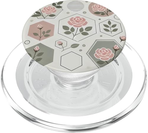 Blumenmuster, botanisch, minimalistische geometrische Formen PopSockets PopGrip für MagSafe von Logia Merch Rose Patterns