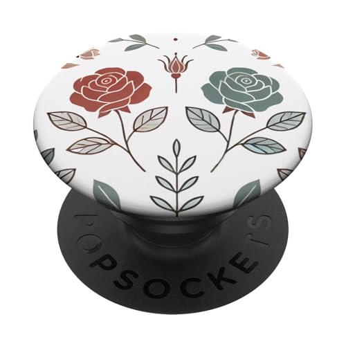 Blumenmuster, botanisch, minimalistischer geometrischer Stil PopSockets Klebender PopGrip von Logia Merch Rose Patterns