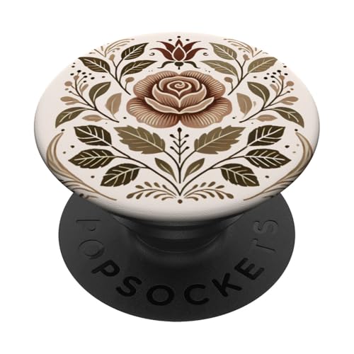 Florale Rose Botanical, minimalistischer Boho-Stil, Liebesrosen PopSockets Klebender PopGrip von Logia Merch Rose Patterns