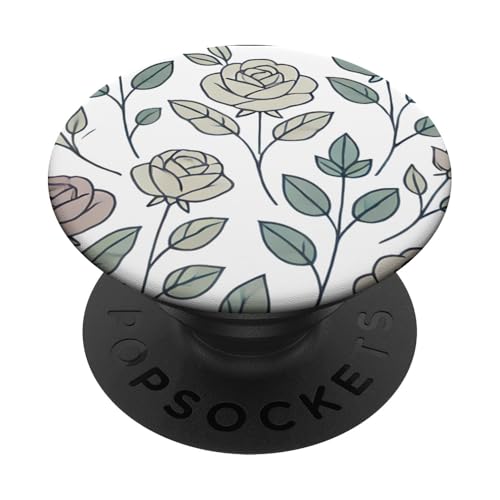 Florale Rosen, botanisch, minimalistischer Stil PopSockets Klebender PopGrip von Logia Merch Rose Patterns