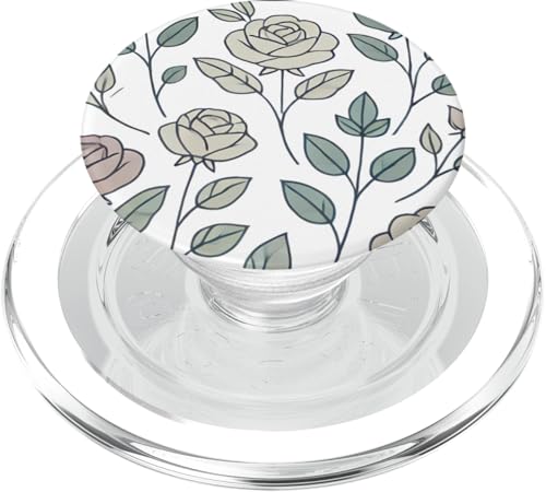 Florale Rosen, botanisch, minimalistischer Stil PopSockets PopGrip für MagSafe von Logia Merch Rose Patterns