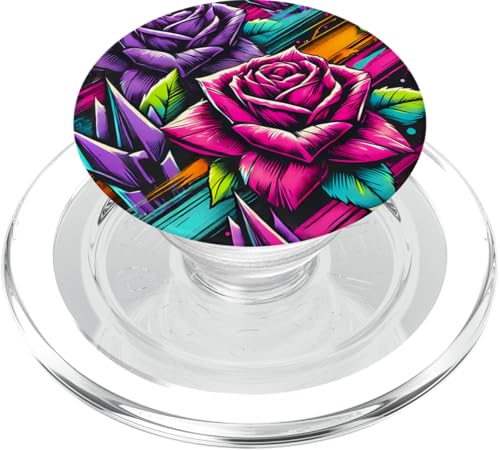 Florale Rosen, botanische Kunst, lebendiger Streetstyle, Liebesrosen PopSockets PopGrip für MagSafe von Logia Merch Rose Patterns