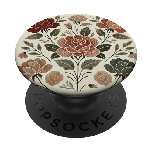 Florale Rosenmuster, botanischer Boho-Stil, Liebesrosen PopSockets Klebender PopGrip von Logia Merch Rose Patterns