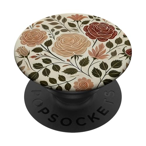 Florale Rosenmuster, botanischer Boho-Stil, Liebesrosen PopSockets Klebender PopGrip von Logia Merch Rose Patterns