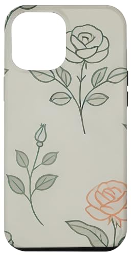 Hülle für iPhone 12 Pro Max Minimalistischer Stil, florales Rosenmuster Botanica von Logia Merch Rose Patterns