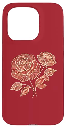 Hülle für iPhone 15 Pro Floral Rose Art Botanisch, minimalistischer Stil von Logia Merch Rose Patterns