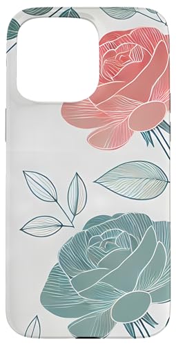 Hülle für iPhone 15 Pro Max Minimales florales Rosenmuster, botanische Kunst für Naturliebhaber von Logia Merch Rose Patterns