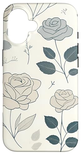 Hülle für iPhone 16 Minimalistischer Stil, florales Rosenmuster Botanica von Logia Merch Rose Patterns