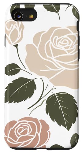 Hülle für iPhone SE (2020) / 7 / 8 Blumenrose, botanisch, minimalistischer Stil von Logia Merch Rose Patterns