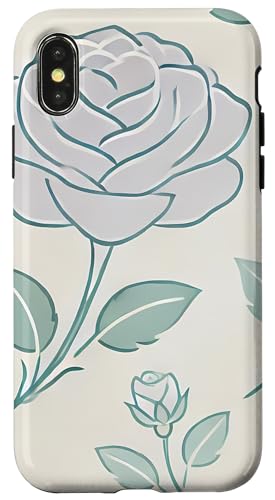 Hülle für iPhone X/XS Blumenmuster mit Rosenmuster, botanisch, minimalistischer Stil von Logia Merch Rose Patterns