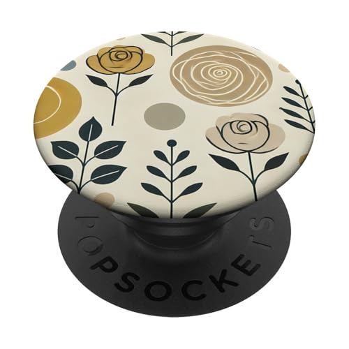 Minimales florales Rosenmuster, botanische Kunst für Naturliebhaber PopSockets Klebender PopGrip von Logia Merch Rose Patterns