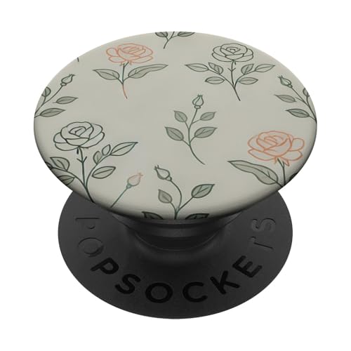 Minimalistischer Stil, florales Rosenmuster Botanica PopSockets Klebender PopGrip von Logia Merch Rose Patterns