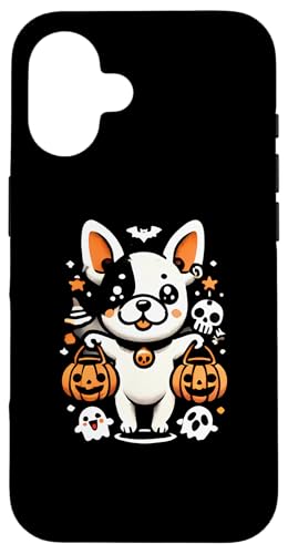 Hülle für iPhone 16 Niedliche französische Bulldogge, Halloween-Stil von Logiamerch Halloween