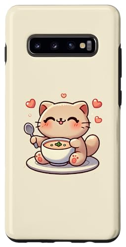 Hülle für Galaxy S10+ Kawaii Katze frisst Wassermelone, Love Cats von Logiamerch Kawaii