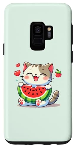 Hülle für Galaxy S9 Kawaii Katze frisst Wassermelone, Love Cats von Logiamerch Kawaii