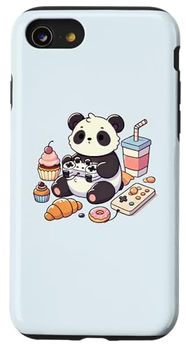 Hülle für iPhone SE (2020) / 7 / 8 Kawaii Panda Bär Spiele, Liebe Pandas von Logiamerch Kawaii