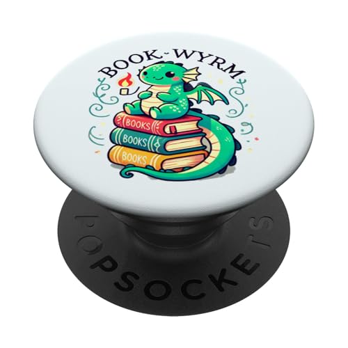 Kawaii Drache mit Büchern, Bücherwurm PopSockets mit austauschbarem PopGrip von Logiamerch Kawaii