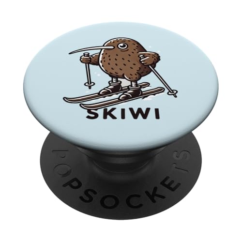 Kawaii Kiwi Bird liebt Skifahren, australisches Tier PopSockets mit austauschbarem PopGrip von Logiamerch Kawaii