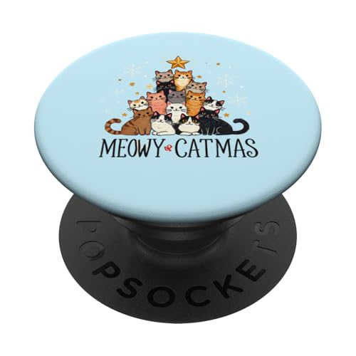 Kawaii Weihnachtsbaum mit Katzen Meowy Christmas PopSockets mit austauschbarem PopGrip von Logiamerch Kawaii