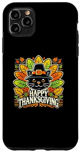 Hülle für iPhone 11 Pro Max Lustiges Thanksgiving, schwarze Katze, Liebeskatzen von Logiamerch Thanksgiving