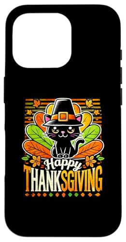 Hülle für iPhone 16 Pro Lustiges Thanksgiving, schwarze Katze, Liebeskatzen von Logiamerch Thanksgiving