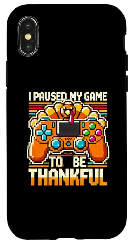 Hülle für iPhone X/XS Lustiges Thanksgiving, Paused My Game, Türkei Dinner, Gaming von Logiamerch Thanksgiving