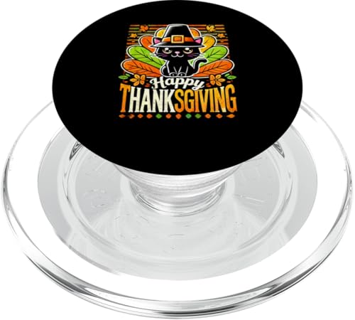 Lustiges Thanksgiving, schwarze Katze, Liebeskatzen PopSockets PopGrip für MagSafe von Logiamerch Thanksgiving