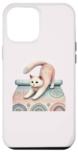 Hülle für iPhone 12 Pro Max Katze Yoga Pose Aquarell Stil, Love Cats von Logiamerch Yoga