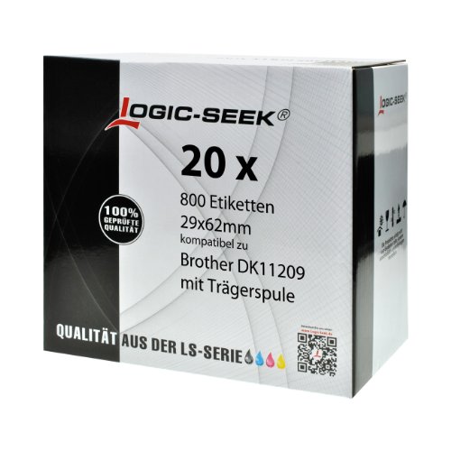 Logic-Seek 20x Adress-Etiketten 29mm x 62mm kompatibel für Brother DK11209 - je 800 Stück P-Touch QL-1050 1060N 500 550 560 570 580 700 500 A BS BW 560 VP YX 580N 650TD 710W 720NW von Logic-Seek