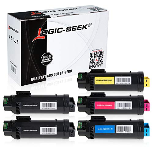 Logic-Seek 5 Toner kompatibel mit Dell H625 H825 CDW H820 Series S2825 CDN - Schwarz je 3.000 Seiten, Color je 2.500 Seiten von Logic-Seek